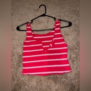 Red and white striped crop top